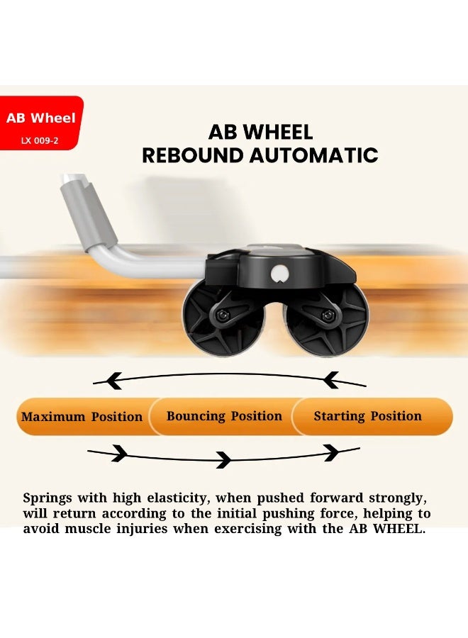 AB Roller Wheel With Automatic Rebound, Double Wheel Design, Elbow Support, Knee Pad & Timer, Black - Image 4